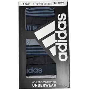 Adidas Men’s Core Cotton Trunk Underwear 4-Pack XXL 46-48 Black Grey Stretch